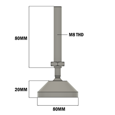 30-M8D40-1 MODULAR SOLUTIONS PLASTIC FOOT<BR>40MM PAD, M8 THREAD W/ JAM NUT